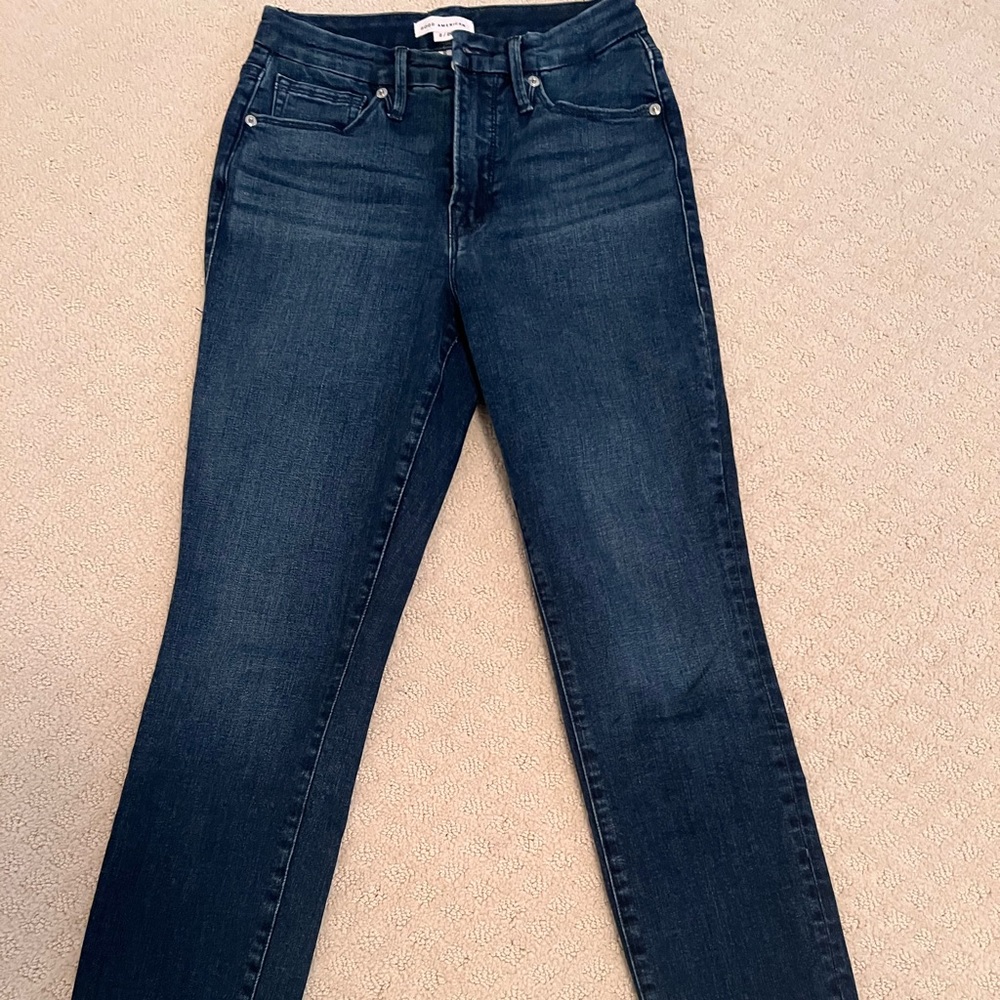 Good American High Rise Skinny Frayed crop